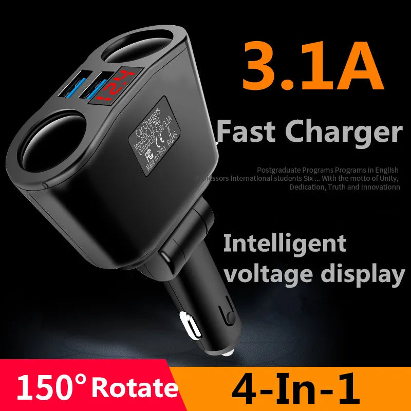 Car Charger 3.1A 2 Ports USB Car Charge 30W Quick chargers with LED Display Car Charger Adapter For iPhone Xiaomi Huawei MP3 DVR