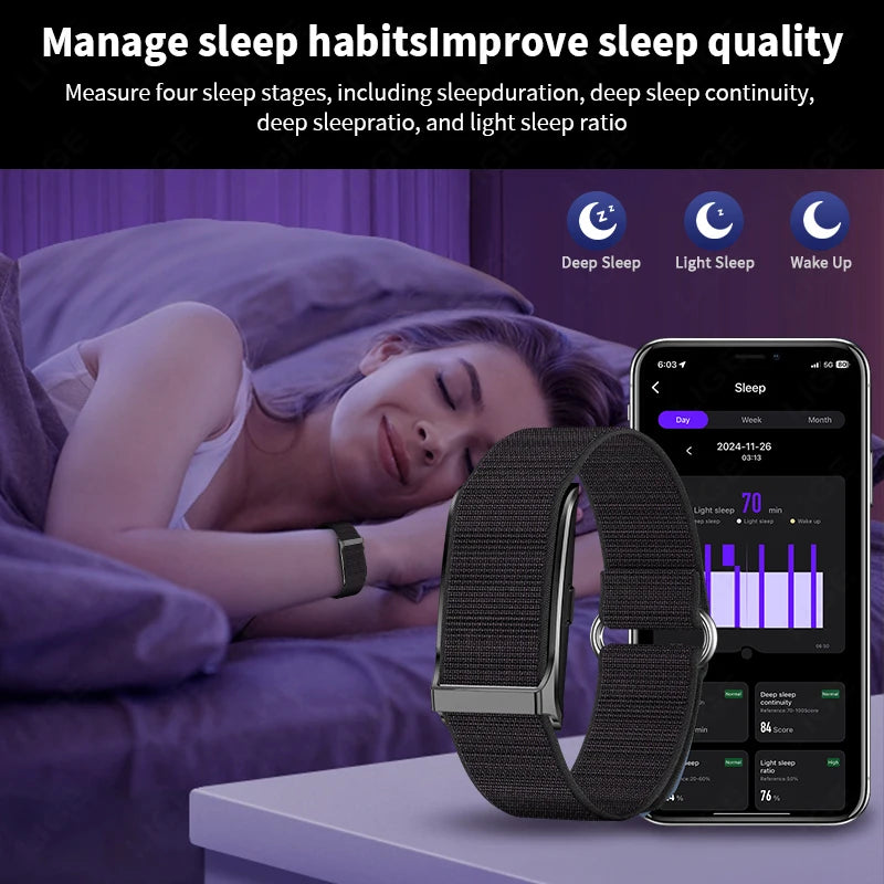Smart Wristband Wearable Fitness Multi-Sport All-Day Automatic Continuous Monitoring Health Data Improve Sleep Stress Wellness