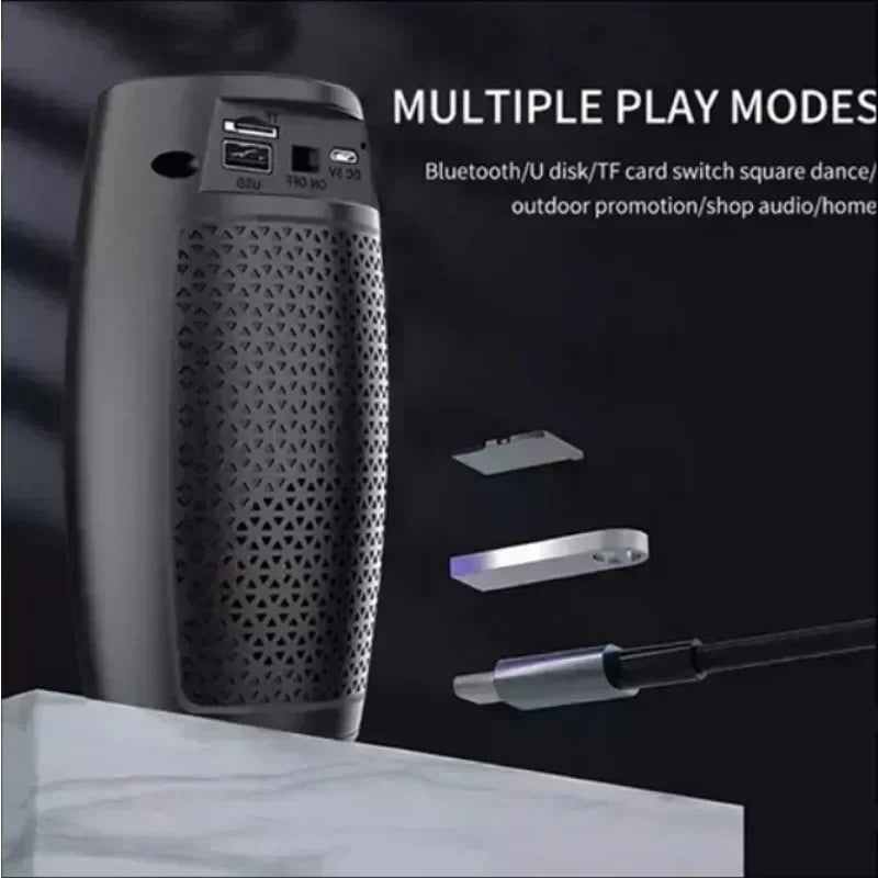 1202 Wireless Bluetooth Speaker Dual Stereo Outdoor with TF/USB Playback FM Radio Voice Broadcast Portable Subwoofer