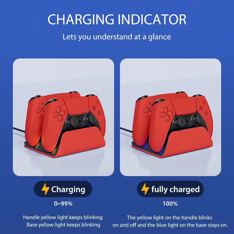 Fast Charging Dock for PS5 Controllers Dual Wireless Gamepad Charger Station PlayStation 5 Charging Stand Accessories