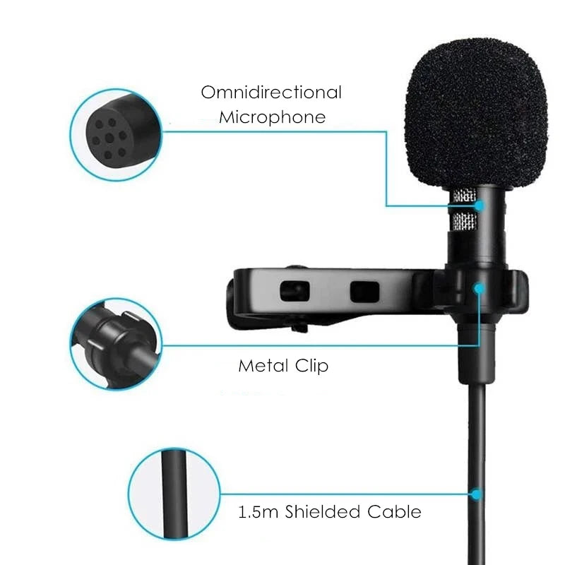 3.5mm Mini Microphone For PC Laptops Type C Lapel Clip-on Microphone For Smart phone USB Professional Micro Mic For DSLR Camera