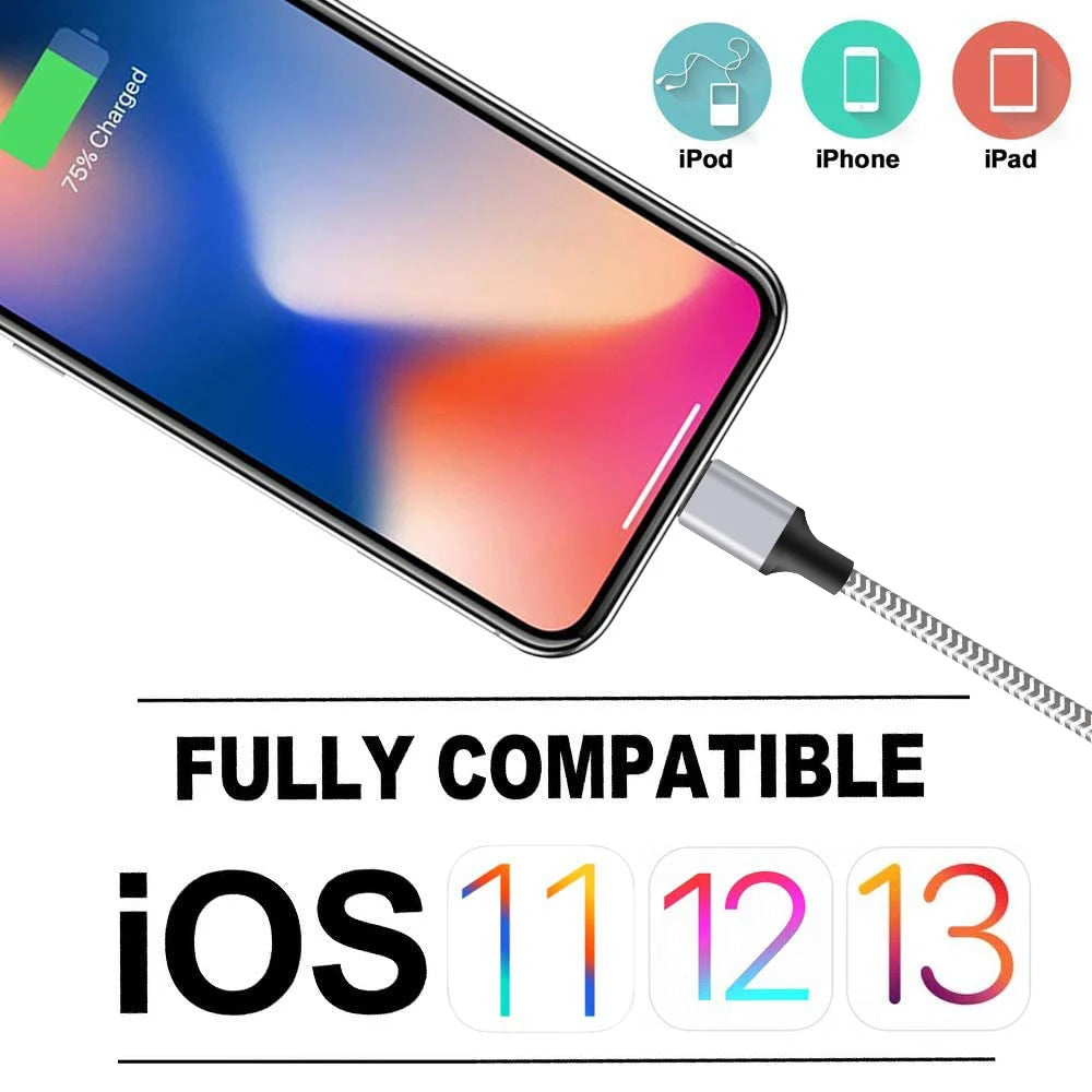 3pcs Nylon Braided Fast Charging Cables 3ft 6ft 10ft MFi Certified For iPhone Charger USB C to IP Port Cable Fast Charging Cable
