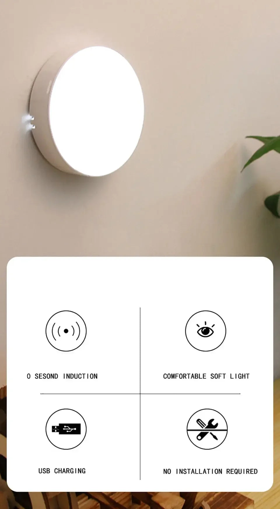 Motion Sensor Light Bedroom Night Light Room Decor USB LED Lamp Rechargeable Home Decoration Lights For Stairs Hallway Closet
