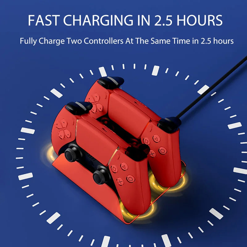 Fast Charging Dock for PS5 Controllers Dual Wireless Gamepad Charger Station PlayStation 5 Charging Stand Accessories