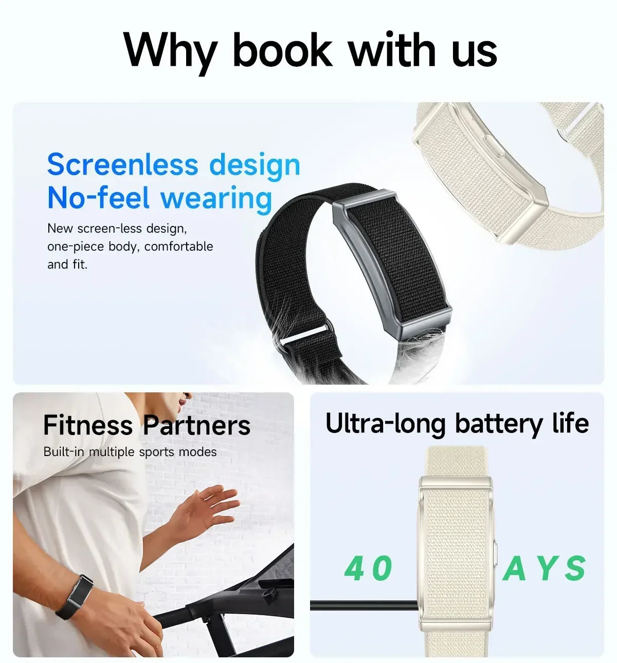 2026 Smart Wristband Wearable Fitness Multi-Sport All-Day Automatic Continuous Monitoring Health Data Improve Sleep Smartwatch