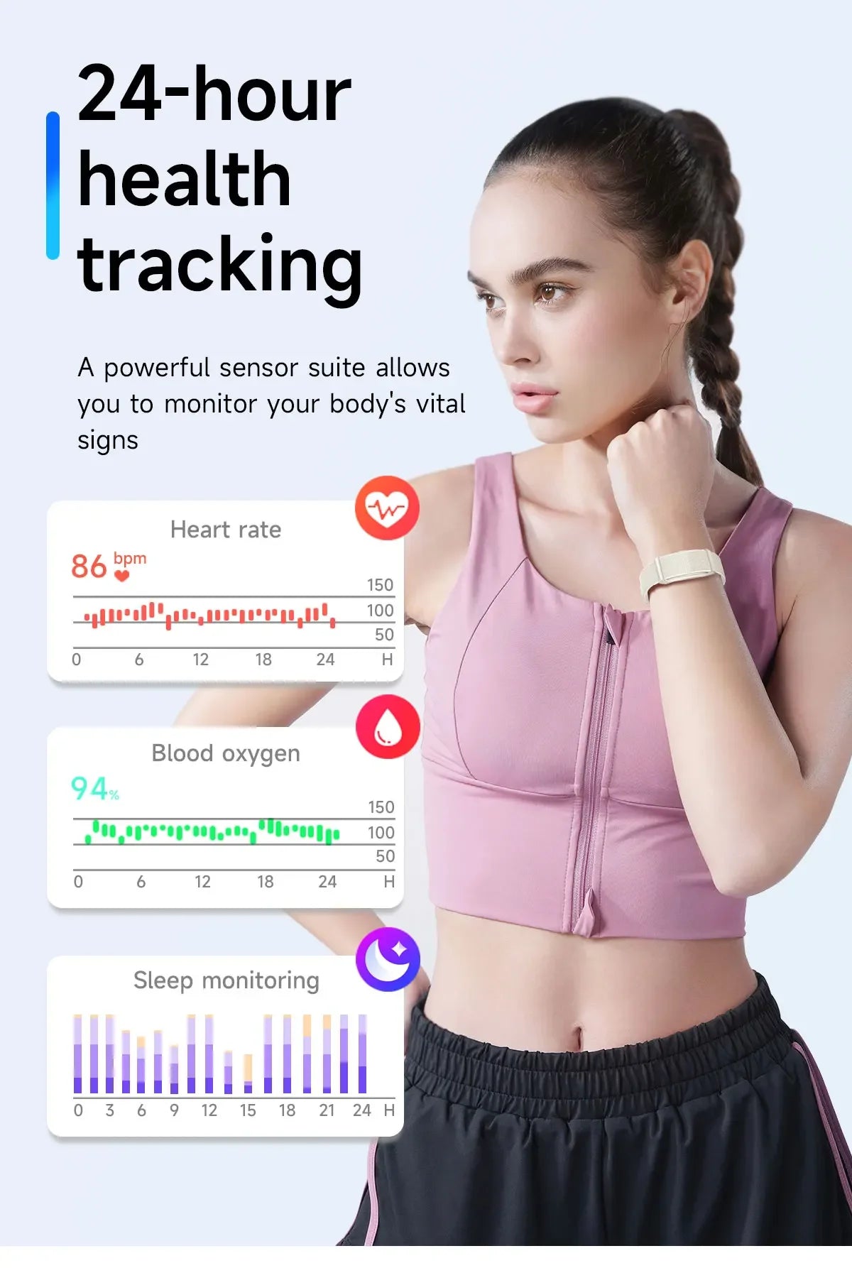 2026 Smart Wristband Wearable Fitness Multi-Sport All-Day Automatic Continuous Monitoring Health Data Improve Sleep Smartwatch