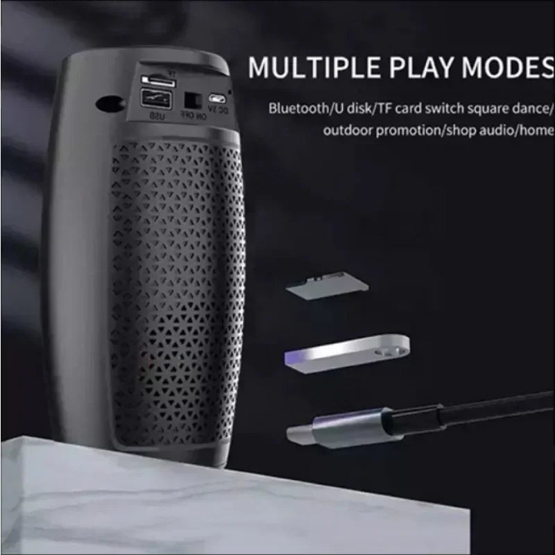 1202 Wireless Bluetooth Speaker Dual Stereo Outdoor with TF/USB Playback FM Radio Voice Broadcast Portable Subwoofer