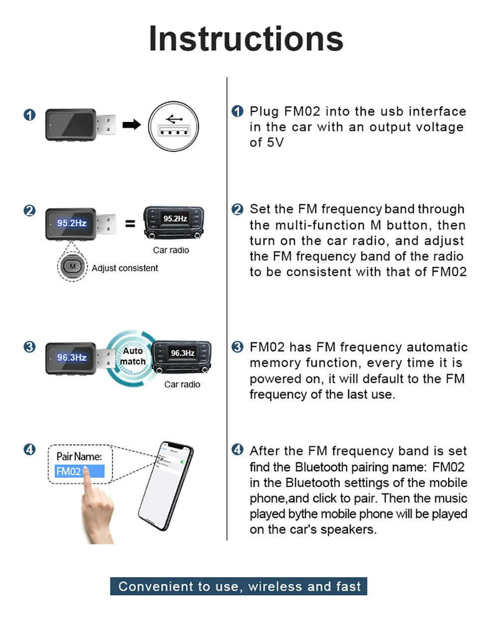 Bluetooth 5.3 Car FM Transmitter Receiver Mini USB Power Wireless Auto Audio Car Adapter Handsfree Call Car Auto Accessories