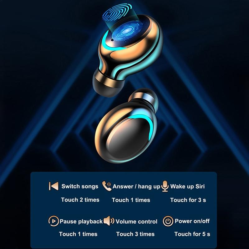 NNEDSZ Bluetooth Earphone With Noise Reduction & Led Display - Black - Ip6D1057 Led Light Black