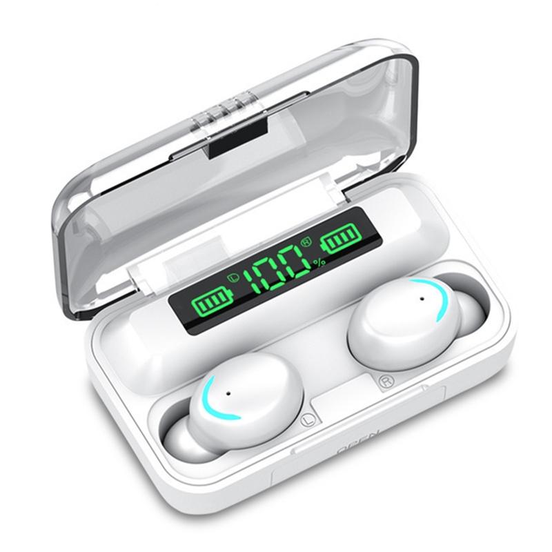 NNEDSZ Bluetooth Earphone With Noise Reduction & Led Display - Black - Ip6D1057W Led Light White