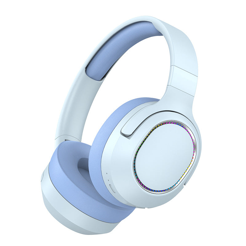 NNEDSZ Blue P2963 Wireless Bluetooth Headphones with LED Light, Hi-Fi Sound, and Sport Design