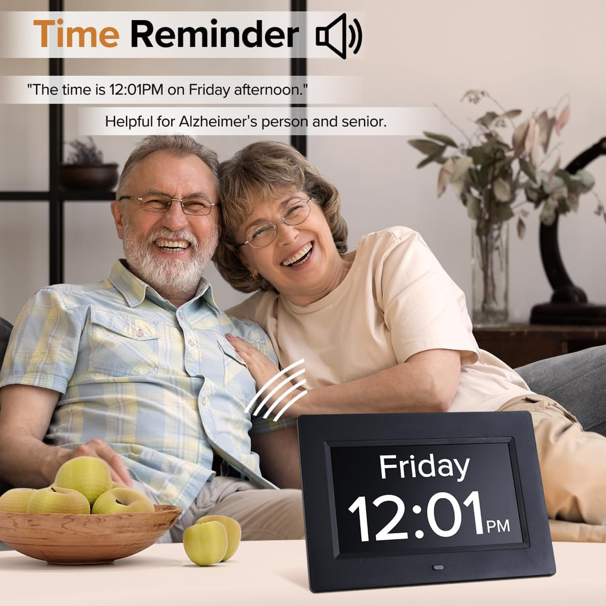 NNEDSZ White Crystal Clear 7-Inch Digital Day Clock with Auto Dimming & Voice Assist - Perfect for Seniors