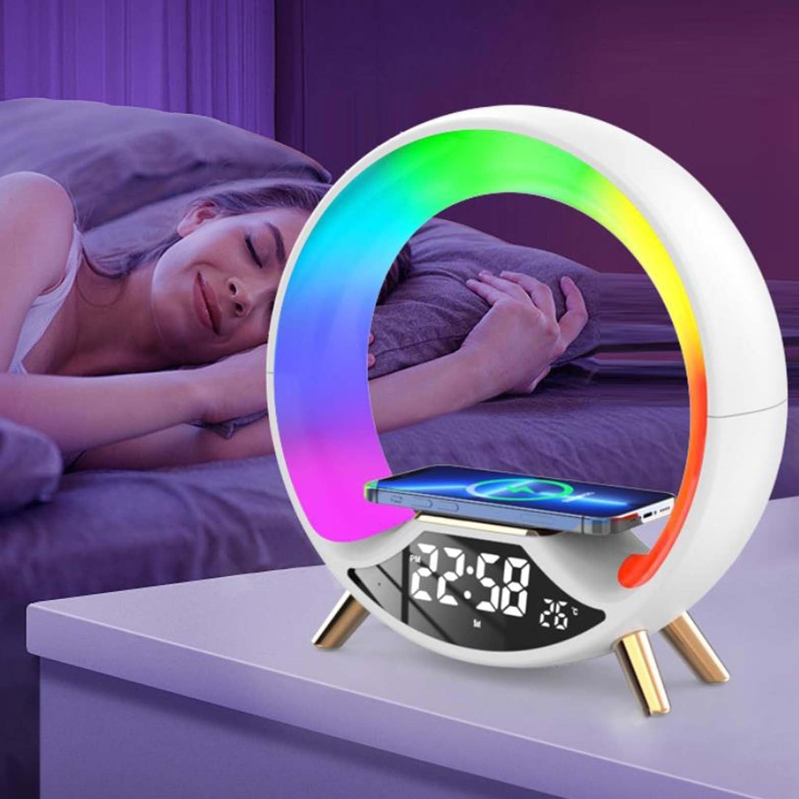 Wireless Charger Lamp with Clock