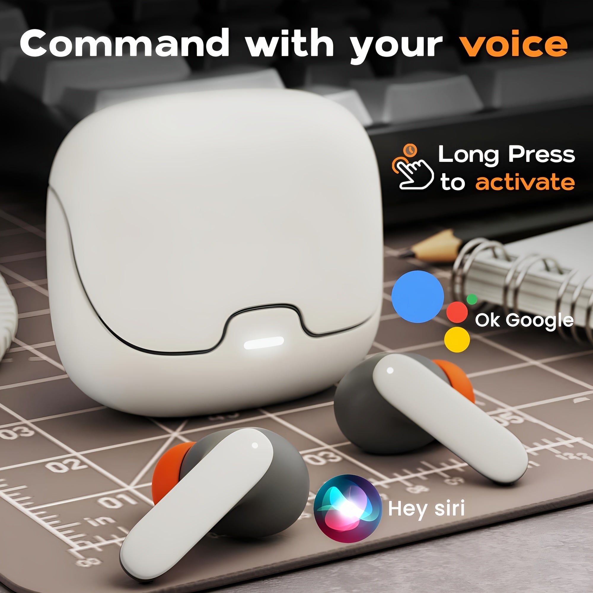 [Smart Bluetooth Headphones] AI Translation Smart Bluetooth Headphones | 4 Mic ENC Noise-cancelling TWS Earbuds, 140+ Languages Real-time Translation, 550mAh Ultra Long Standby, Music Playback, Mobile Phones & Conference Brie
