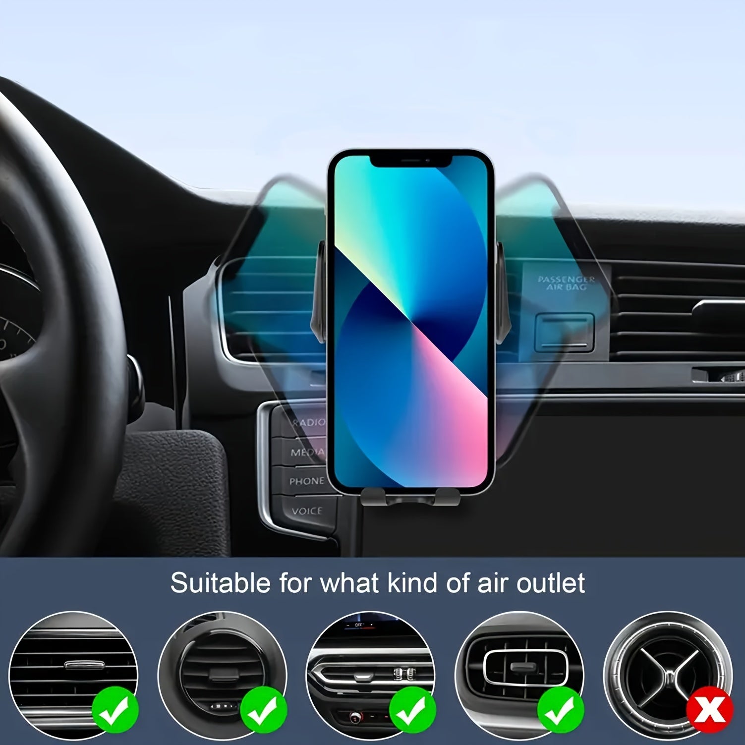 Wireless Car Charger Car Phone Mount Holder Stand Air Vent Auto Clamping Fast Charging for iPhone 16 Pro Max/16/15/14/13/12/11/XS/X/8, for SamSung for Galaxy S24/S23/S22/Note 20 Ultra/Note 10/S10/S9/S8