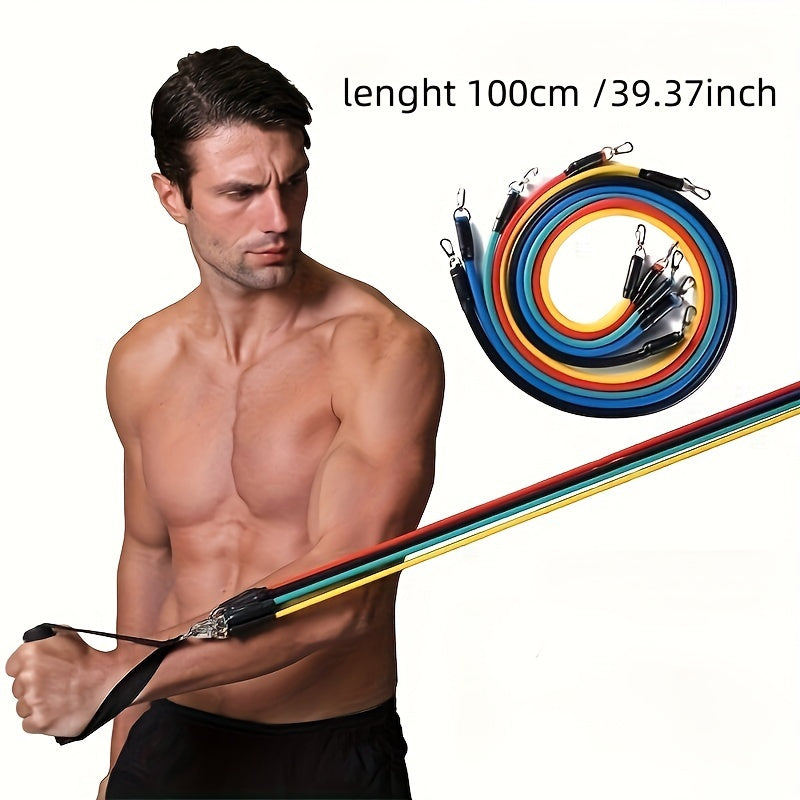 11pcs TPE Resistance Bands Set, Exercise Band, Workout Bands, Resistance Bands For Working Out, Leg And Ankle Straps, Elastic Bands For Exercise, Fitness Bands, Elastic Exercise Bands, Home Fitness, Fitness, Yoga And Pilates,