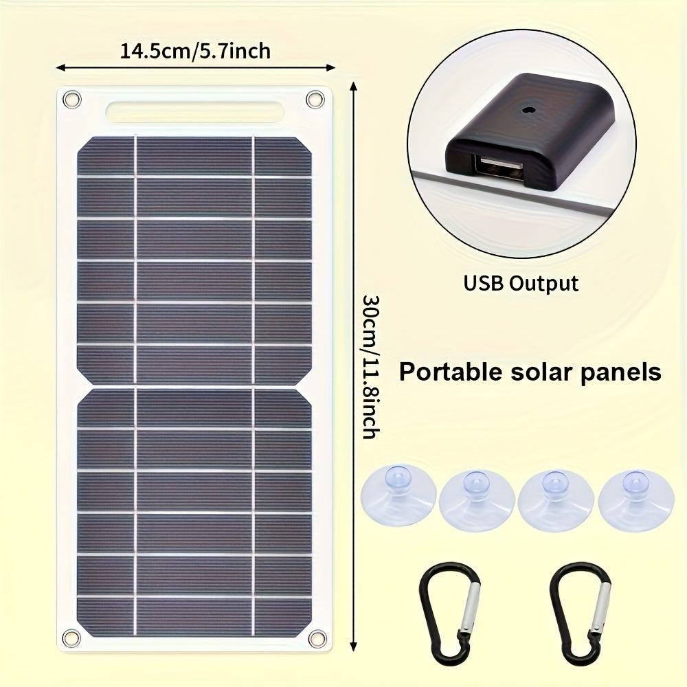 [Solar Charger] Solar Powered USB Solar Panel Charger For Outdoor Travel & Camping | One, Charge Controller, Female To Male USB Connector - Compatible With Mobile Phones, Power Banks, Flashlights, Fans, Tablets
