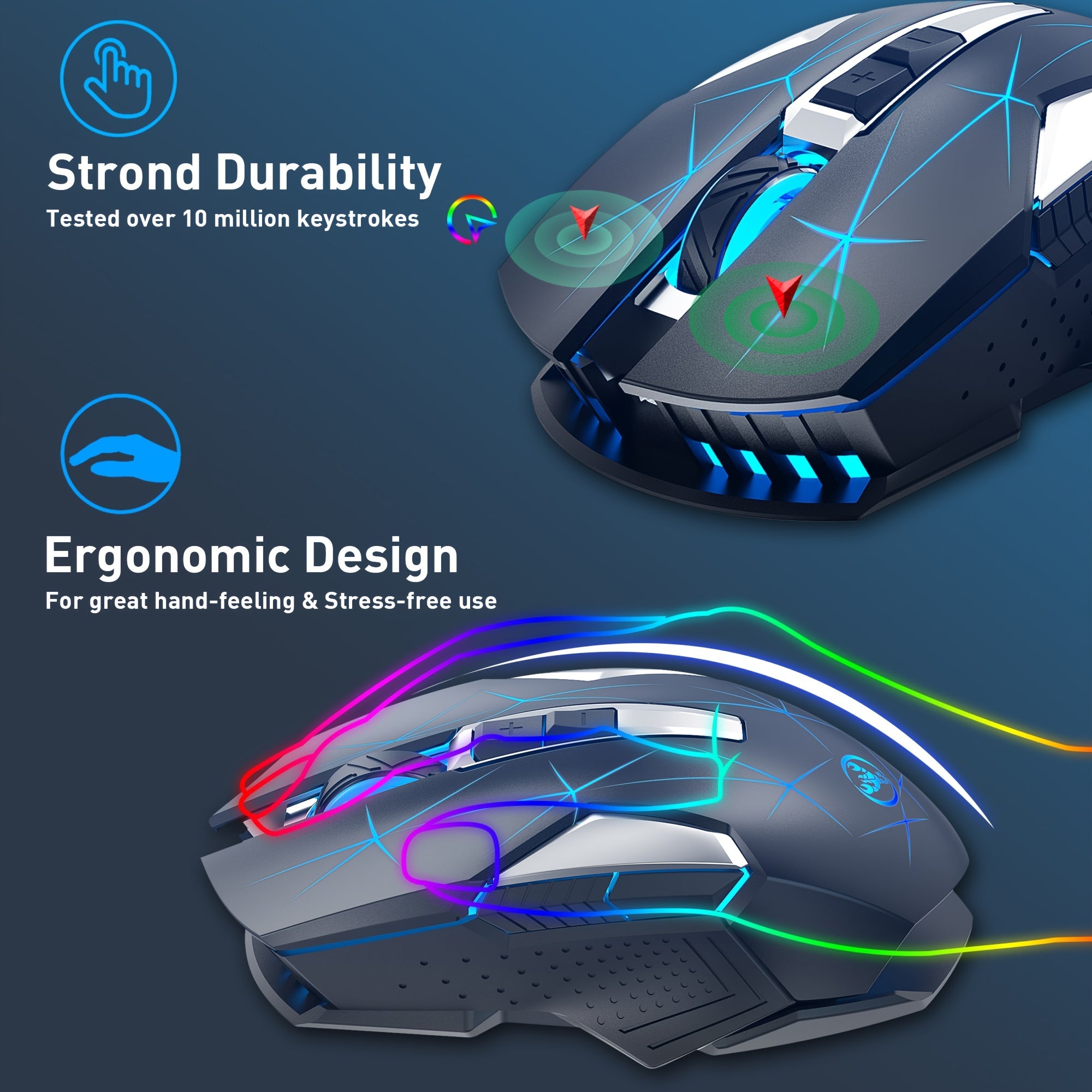 HXSJ-T300 Wireless Mouse with Type-C Charging, 2.4G, Animal Print Design - Compatible with PCs, Laptops & Desktops