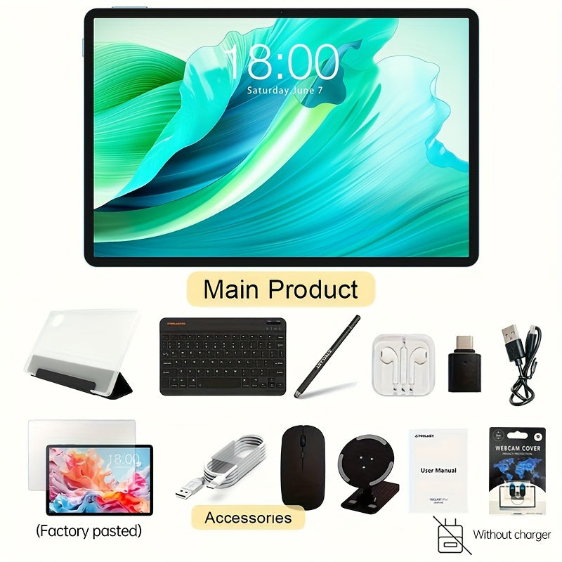 TECLAST P50S 2-in-1pc, 11" TDDI Display, Unisoc T606 Octa-Core, 4GB RAM, 128GB UFS, Android 14, Metal Unibody, Type-C, 13MP+5MP Cameras, 8000mAh Battery, with Keyboard, Wireless Mouse, Case, Protective Film, Headphones for 2-