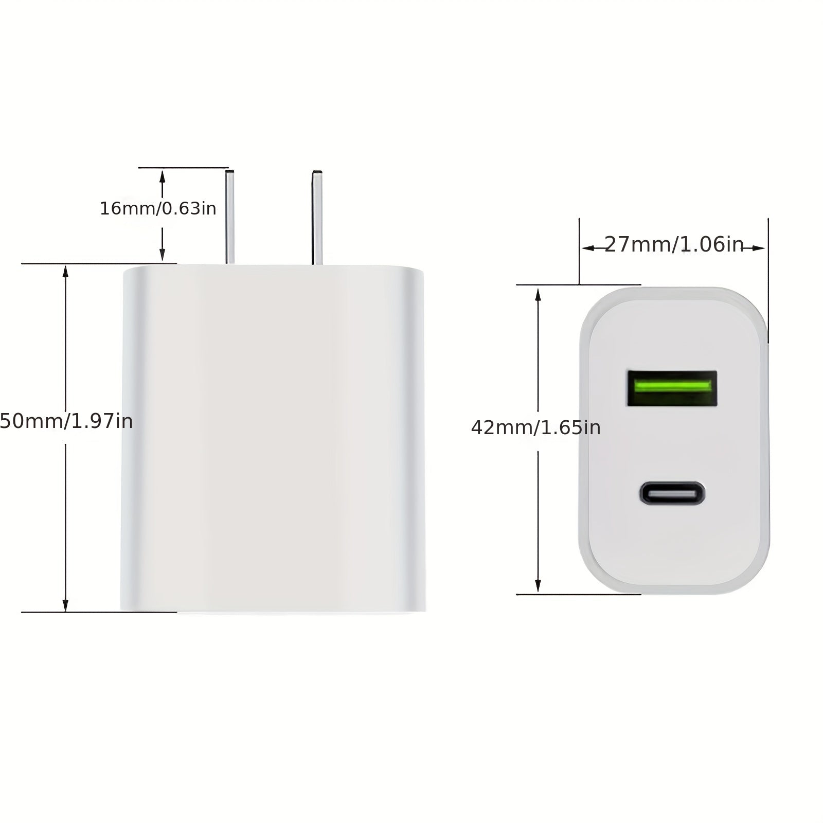 2pcs White Fast Charger For Iphone 20w Power Adapter Wall USB Type C Port Fast Plug Fast Charging With Data Cable Suitable For IPhone Tablet Mobile Phone And Other PD20W Fast Charging Head