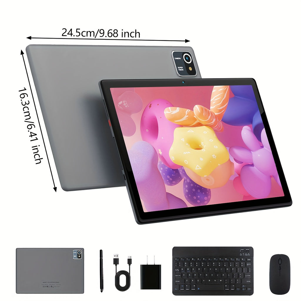AEEZO 10.1-inch Quad-Core/Octa-Core Tablet, 64GB ROM, 6GB/12GB RAM, Android 13/14, 5000mAh Battery, 800x1280. Options: Tablet Only: Tablet + Wireless Keyboard + Mouse + Stylus Without Electricity+ Headphones + Foldable Case;