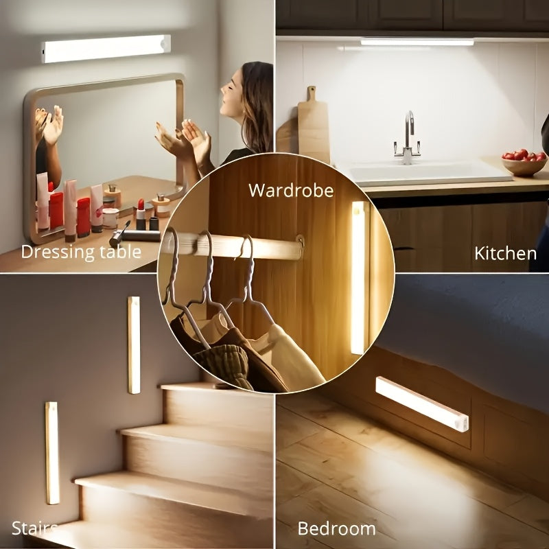 Battery Operated Under Cabinet Lights, Ultra-Bright Wireless Motion Sensor Light Indoor,2/6pcs Smart LED Motion Sensor Lights, Under-Cabinet Lighting, Magnetic Dimmable Closet Lights, Wireless Under Counter Lights For Kitche