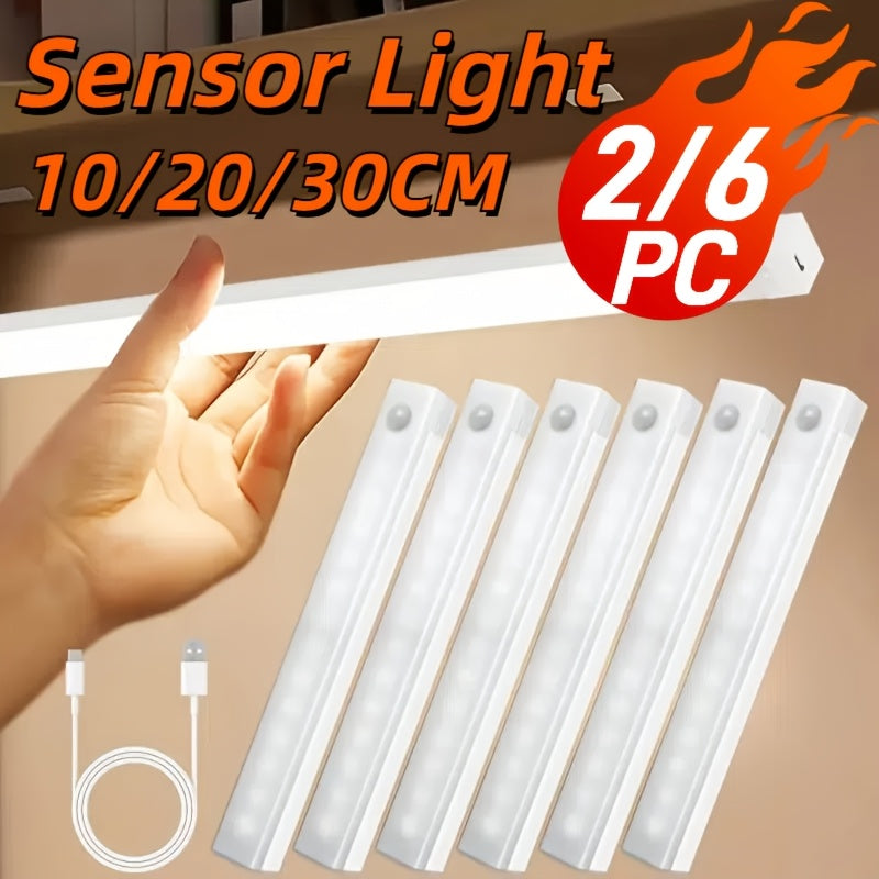 Battery Operated Under Cabinet Lights, Ultra-Bright Wireless Motion Sensor Light Indoor,2/6pcs Smart LED Motion Sensor Lights, Under-Cabinet Lighting, Magnetic Dimmable Closet Lights, Wireless Under Counter Lights For Kitche