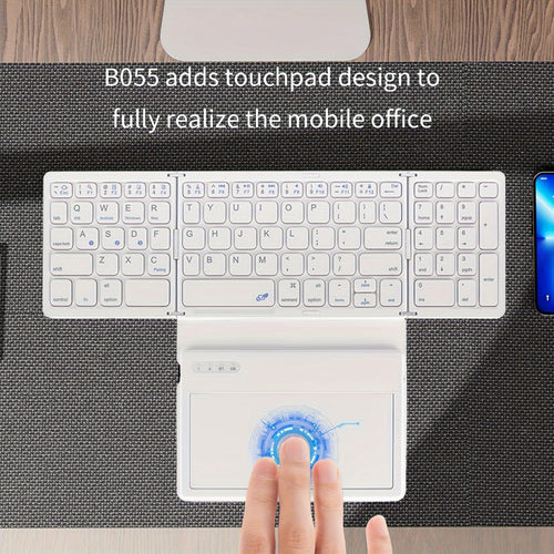 1pc JOMAA Compact Folding Wireless Keyboard for iPad Air 2, Touchpad Design, Windows 10 Compatible, USB Cable Included, Rechargeable Polymer Battery, Smart Hand Orientation, Wireless Connectivity