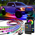 [RGB Car LED Lights] 4pcs RGB Car LED Light Strips - Universal Car LED Base Lights with APP, Music Mode, Wireless Remote Control - Car Decorative Light Strips for Camping, Travel, LED Christmas Light