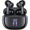 V5.3 Wireless Earbuds with Touch Control, Hi-Fi Stereo, ENC Noise Cancelling Mic, LED Power Display, and Charging Case for Sports Workout