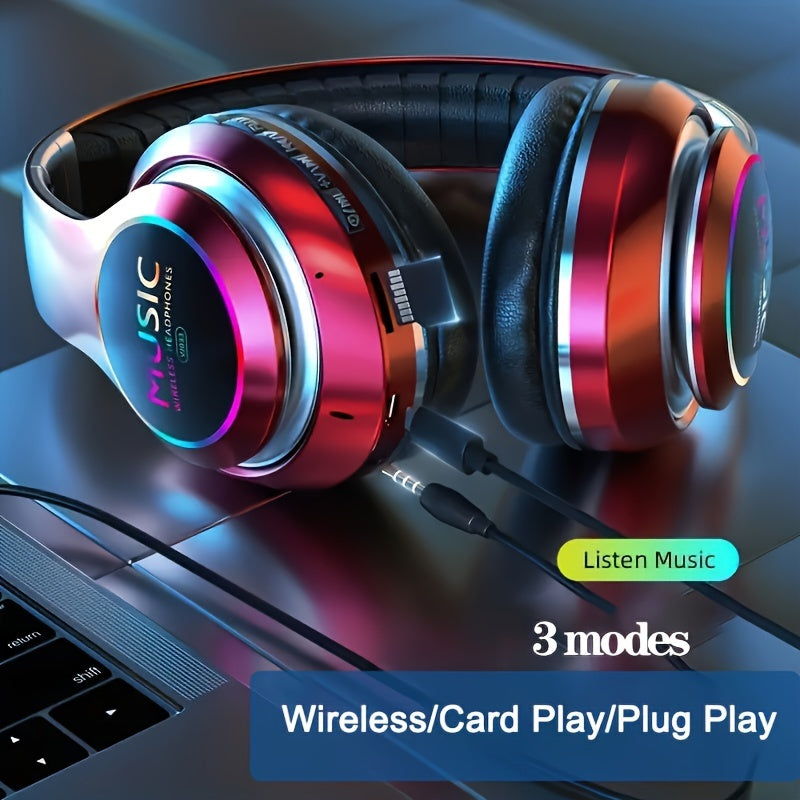 [ Upgraded] Wireless Headphones, Wireless earbuds with Deep Bass, Lightweight Foldable Headphones, for Travel Work Laptop PC Cellphone. Gaming Headset for Wireless, Christmas Present.