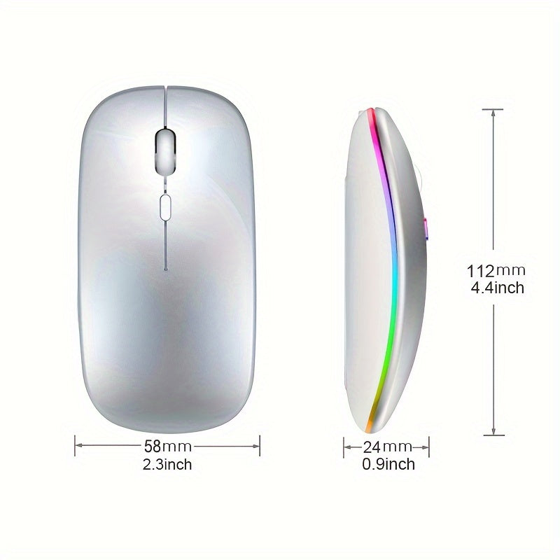 BalanceFit Rechargeable Wireless LED Mouse - Dual-Mode Wireless 5.2 & USB, Silent, Portable, Optical, Ambidextrous Design for Laptops/Desktops/Tablets, Windows 10 Compatible, Wireless Mouse for Laptop