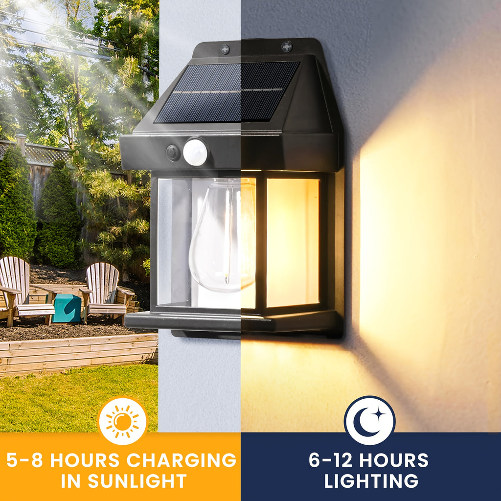 2pcs Solar Wall Lights Outdoor, Dusk to Dawn Motion Sensor Lights Waterproof, 2pcs Motion Sensor Solar Porch Lights with 3 Modes, for Patio, Garage, Shed, Solar Lights for Outside, Outdoor Solar Lights Waterproof, Garden Ligh