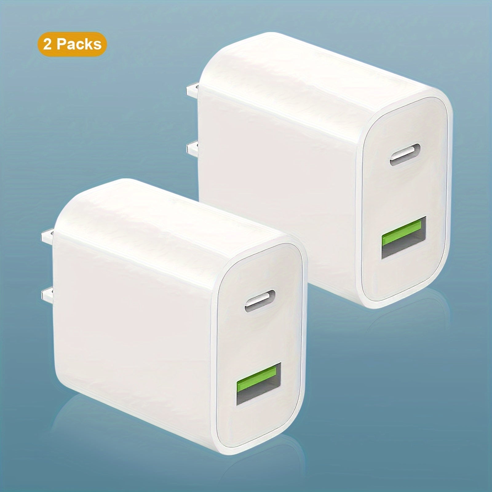 2pcs White Fast Charger For Iphone 20w Power Adapter Wall USB Type C Port Fast Plug Fast Charging With Data Cable Suitable For IPhone Tablet Mobile Phone And Other PD20W Fast Charging Head