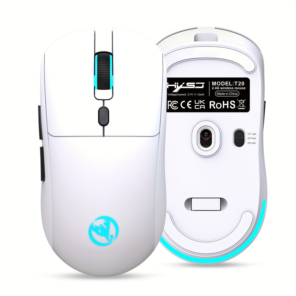 "Ultra-Responsive" Hxsj-T20 Wireless Mouse With Rechargeable 650Mah Battery - Optical, Animal Print Design For pcs, Laptop & Mac Gaming And Office Use