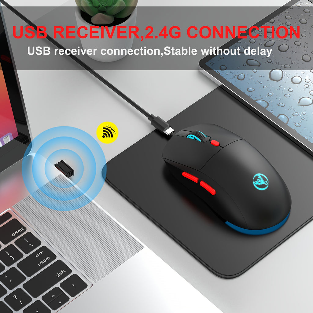 "Ultra-Responsive" Hxsj-T20 Wireless Mouse With Rechargeable 650Mah Battery - Optical, Animal Print Design For pcs, Laptop & Mac Gaming And Office Use