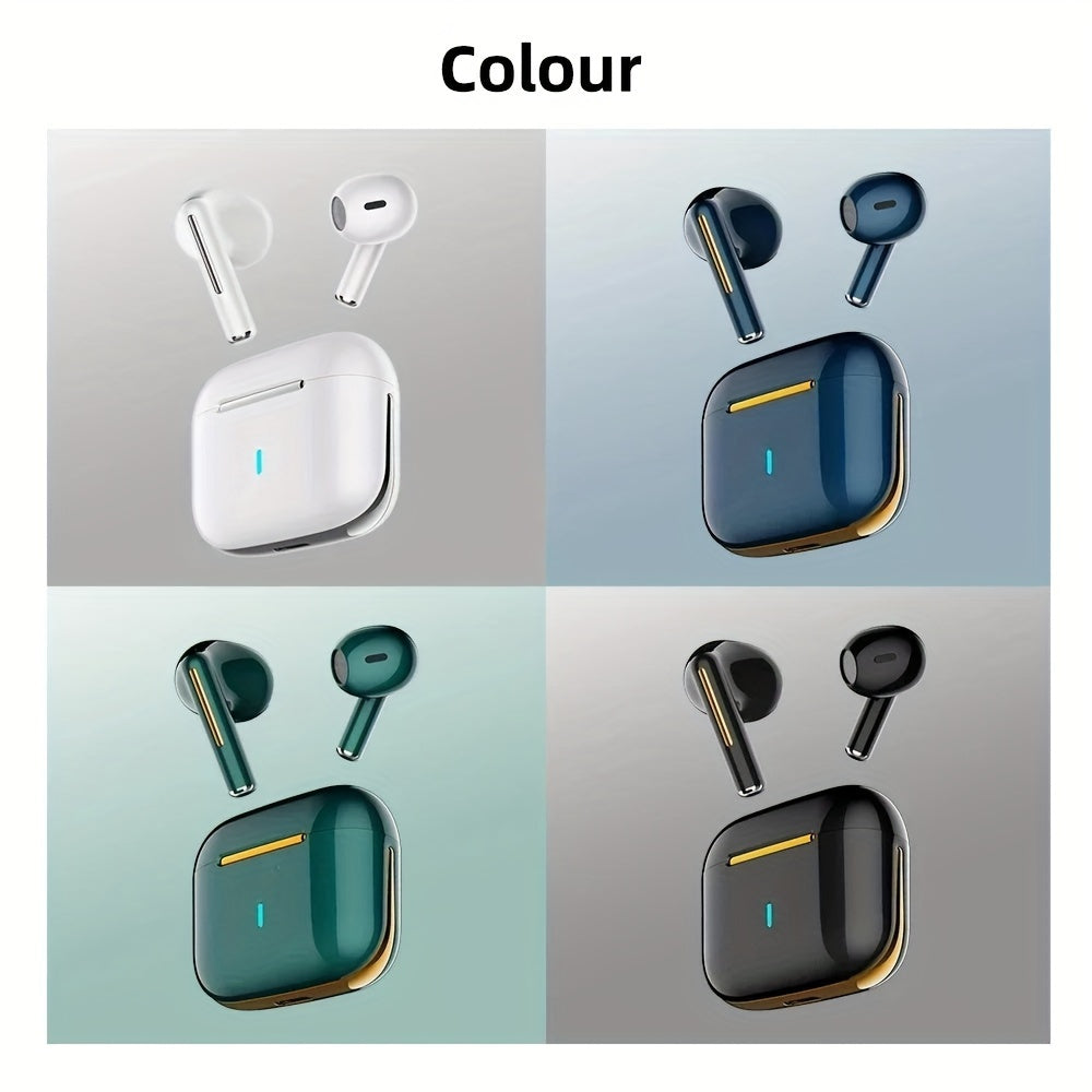 Wireless Earbuds with Volume Control, Semi-Open-Back Earphones with Condenser Microphone, Compatible with iPhone/Samsung/Android, HiFi Sound, ENC Noise Reduction, Long Battery Life, Rechargeable Lithium-Polymer, Ideal for Adu