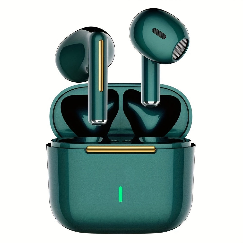 Wireless Earbuds with Volume Control, Semi-Open-Back Earphones with Condenser Microphone, Compatible with iPhone/Samsung/Android, HiFi Sound, ENC Noise Reduction, Long Battery Life, Rechargeable Lithium-Polymer, Ideal for Adu