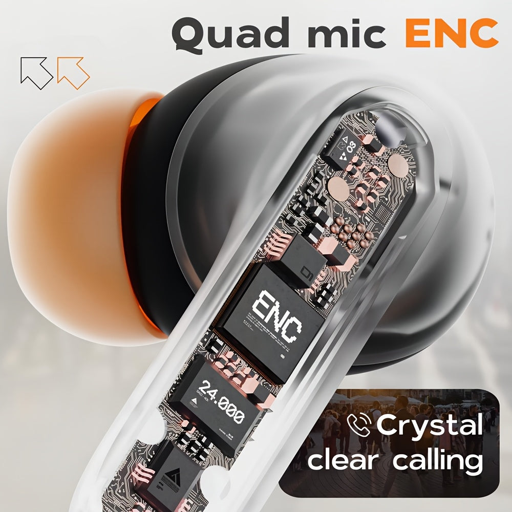 [Smart Bluetooth Headphones] AI Translation Smart Bluetooth Headphones | 4 Mic ENC Noise-cancelling TWS Earbuds, 140+ Languages Real-time Translation, 550mAh Ultra Long Standby, Music Playback, Mobile Phones & Conference Brie