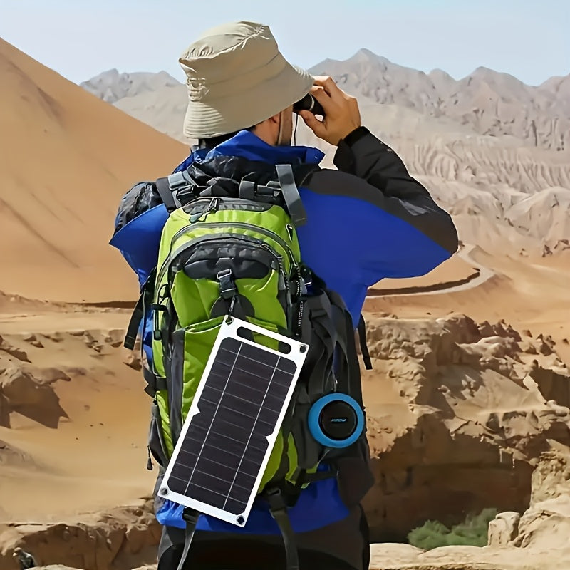 [Solar Charger] Solar Powered USB Solar Panel Charger For Outdoor Travel & Camping | One, Charge Controller, Female To Male USB Connector - Compatible With Mobile Phones, Power Banks, Flashlights, Fans, Tablets