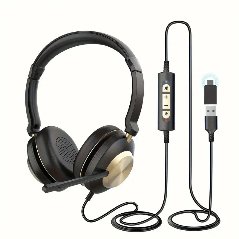 NNETM USB Wired Headset with Noise-Canceling Mic
