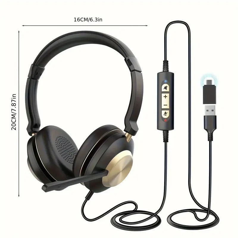 NNETM USB Wired Headset with Noise-Canceling Mic