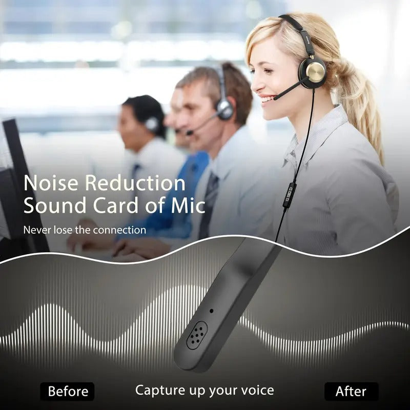 NNETM USB Wired Headset with Noise-Canceling Mic